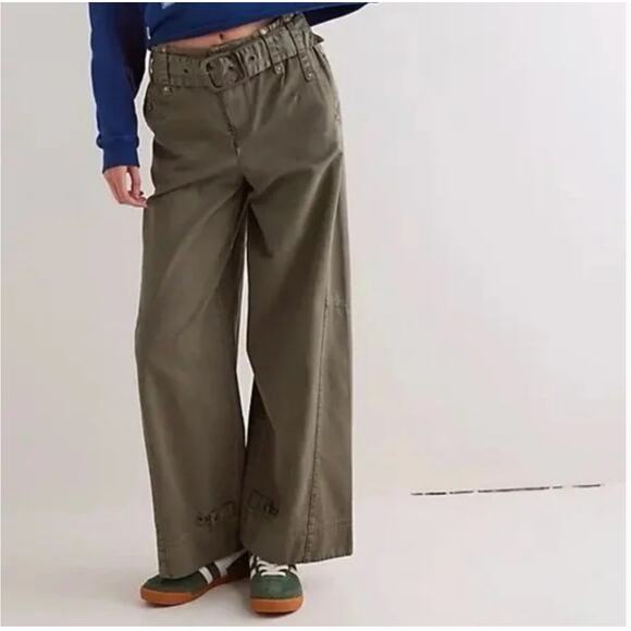 Free People We The Free Sloane Belted Pants Large NEW
